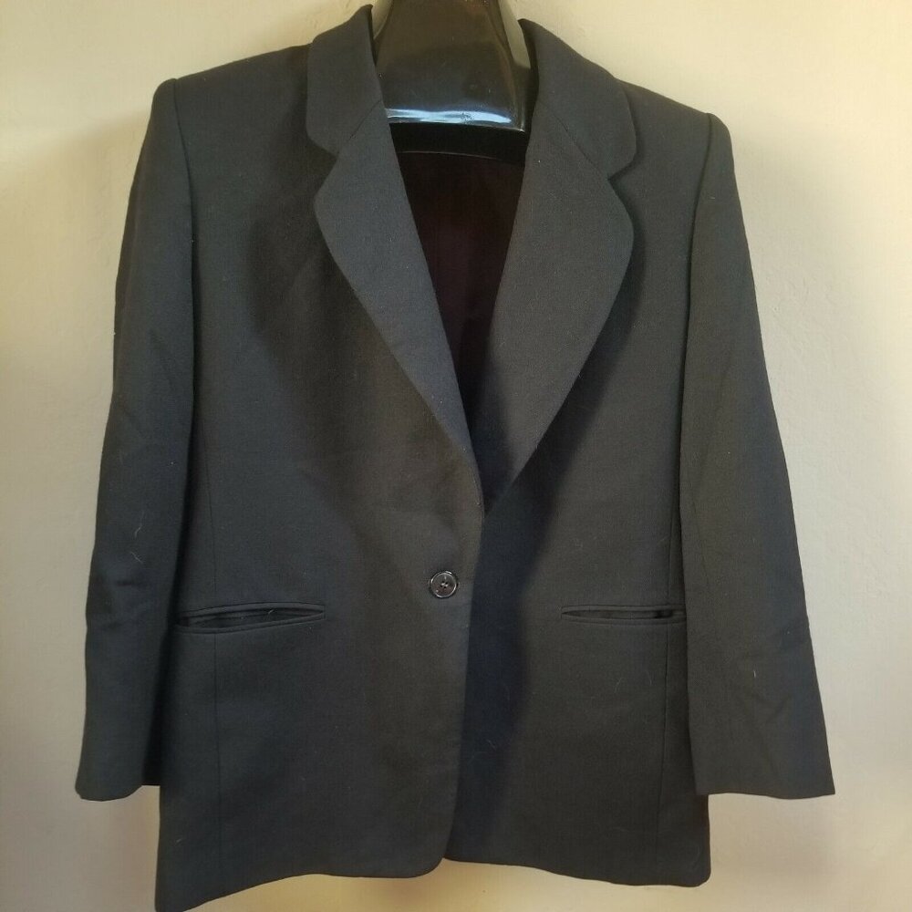 Jones New York Womens 10P Petite Black Blazer Suit Coat Pure Wool Lightweight